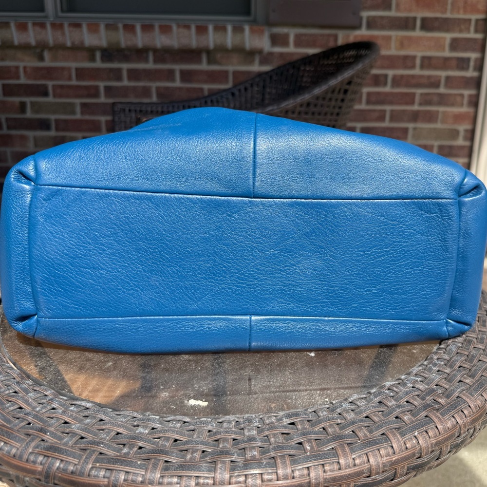 Coach Blue Pebbled Leather Shoulder Bag - Picture 5 of 12